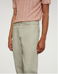 Linen Garment Dyed Trousers Khaki (44)