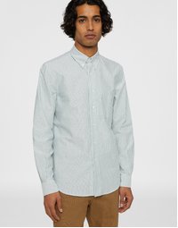 Oxford Cotton Shirt with Button-Down Collar Green Striped (41)