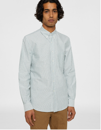 Oxford Cotton Shirt with Button-Down Collar Green Striped (41)