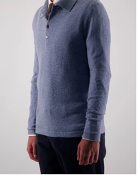 Endeavour Long Sleeve Cashmere Polo Chambray Melange (S)