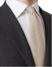 ETON | Solid Wool Flannel Tie | Biege