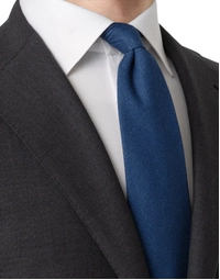 ETON | Solid Wool Flannel Tie | Dark Blue