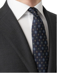 ETON | Geometric Woven Silk Tie | Navy