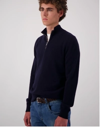 JCK Half-Zip Cashmere Sweater Dark Navy (S)