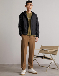 Nylon Jacket with Hood Black (XXL)