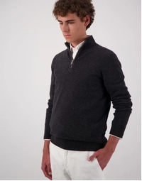 JCK Half-Zip Cashmere Sweater Charcoal Melange (S)