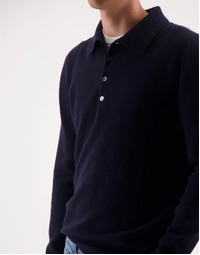 Endeavour Long Sleeve Cashmere Polo Dark Navy (M)