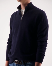 JCK Half-Zip Cashmere Sweater Dark Navy (S)