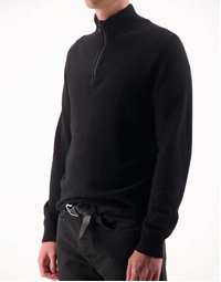 JCK Half-Zip Cashmere Sweater Total Black (M)