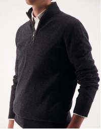 JCK Half-Zip Cashmere Sweater Charcoal Melange (S)