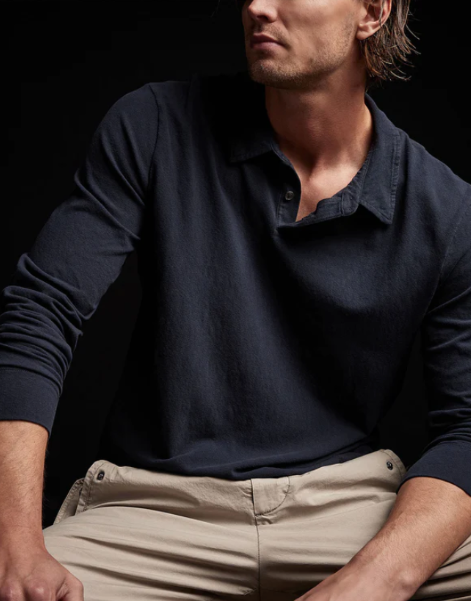 James Perse Polo Mens Long Sleeve Polo ROBINSON MAN Melbourne