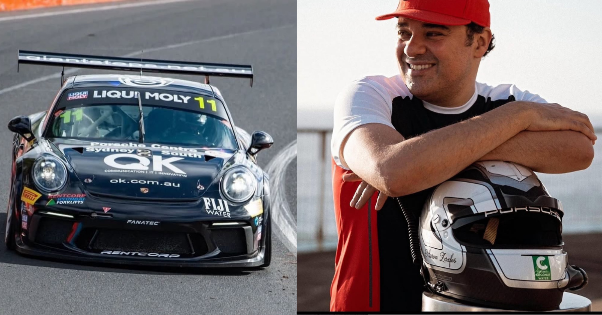 Aaron Zerefos discussing racing and entrepreneurship ahead of the Australian Grand Prix at Albert Park