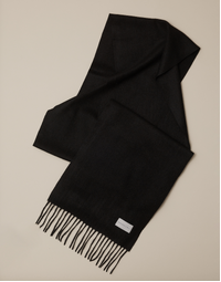 ROBINSON MAN | Woven Cashmere Scarf with Tassels in Black