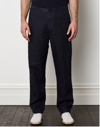 Aspesi Navy Linen Trouser Stringato