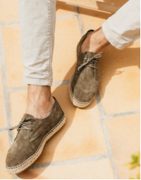 Men's Espadrille Leather Shoe Khaki 42
