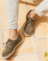 Men's Espadrille Leather Shoe Khaki 42