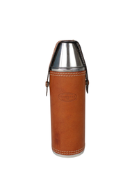 F.HAMMANN | Leather covered Hunting Flask with Cups | Tan