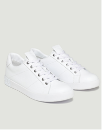 Men's Shieran Lace Up Low Top Sneakers in White/ White Size 42