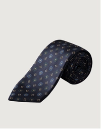 ETON | Geometric Woven Silk Tie | Navy