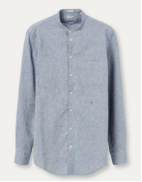 Massimo Alba | Noto Grandad Collar Shirt T4182 Avio