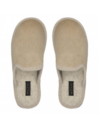 Alto Milano Furia Hair on Hide Slippers Sand