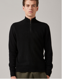 JCK Half-Zip Cashmere Sweater Total Black (M)