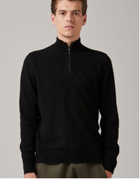 Robinson Man JCK Half-Zip Cashmere Sweater Total Black