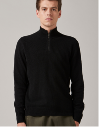 JCK Half-Zip Cashmere Sweater Total Black (M)
