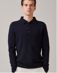 Endeavour Long Sleeve Cashmere Polo Dark Navy (M)