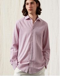 MASSIMO ALBA | Canary Cotton Seersucker Shirt | Red
