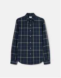 ASPESI | Button-Down Cotton Flannel Shirt | Blue