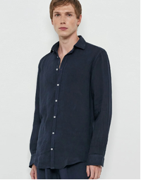 Canary Round Collar Shirt T0033 Blue (L)