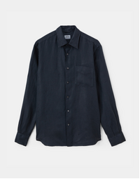 Sedici Lightweight Linen Shirt With Pocket Navy (39)