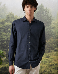 Genova Classic Cotton Shirt T4359 Nero Lavato (S)