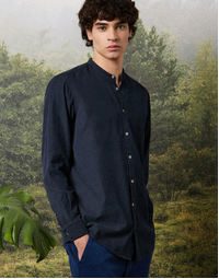 Noto2 Cotton Grandad Collar Shirt T4440 Nero Lavato (S)