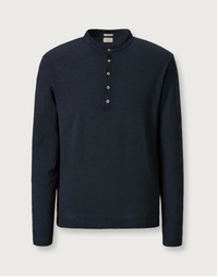 Hawai Cotton Cashmere Henley J0084 Nero Lavato (S)