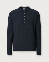 Hawai Cotton Cashmere Henley J0084 Nero Lavato (L)