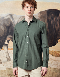 Canary Round Collar Cotton Shirt T4549 Salvia (S)