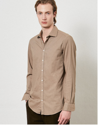Canary Round Collar Cotton Shirt T4636 Rusk (M)