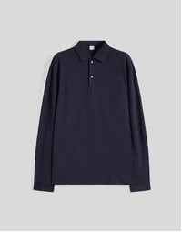 Luigi Long Sleeve Polo Shirt Navy (S)