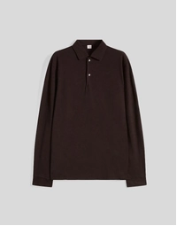 Luigi Long Sleeve Polo Shirt Brown (S)