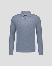 Endeavour Long Sleeve Cashmere Polo Chambray Melange (S)