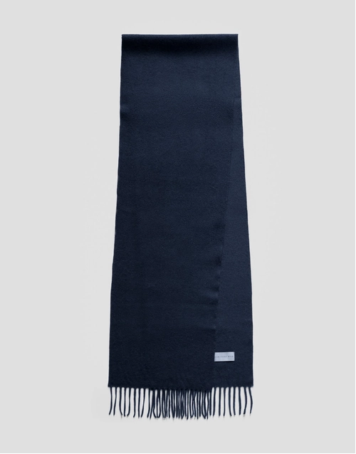 ROBINSON MAN | Fringed Cashmere Scarf | Navy Blue