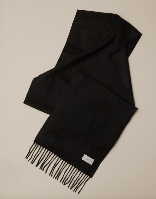 ROBINSON MAN | Woven Cashmere Scarf with Tassels | Black