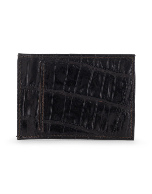 F.HAMMANN | Crocodile Card Holder Wallet | Dark Brown