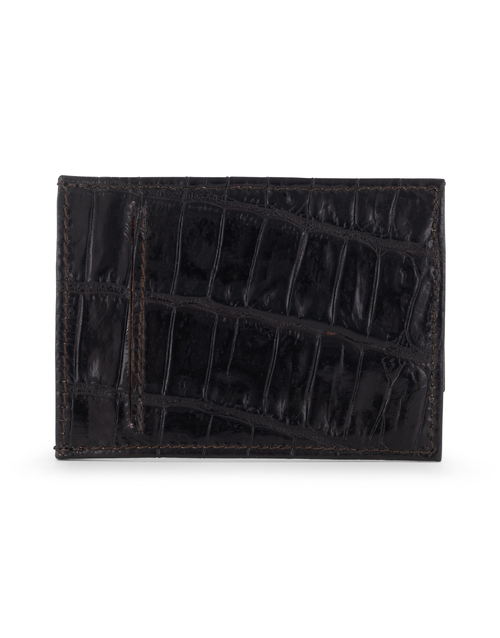 F.HAMMANN | Crocodile Card Holder Wallet | Dark Brown