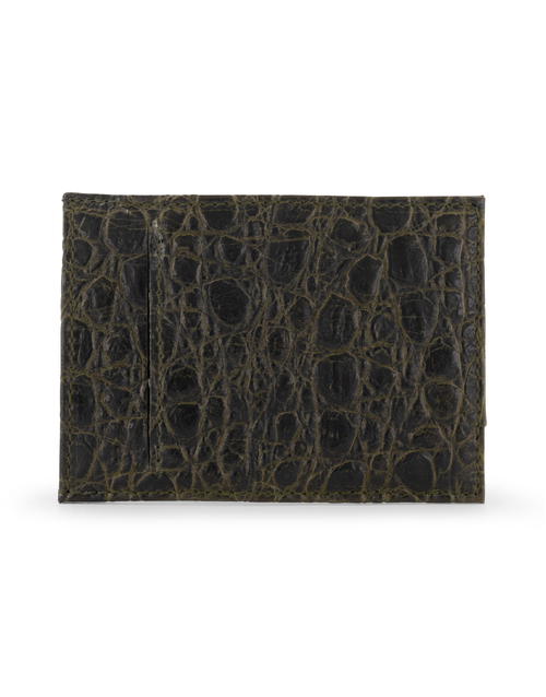 F.HAMMANN | Crocodile Card Holder Wallet | Olive Green