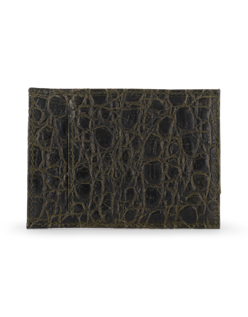 F.HAMMANN | Crocodile Card Holder Wallet | Olive Green