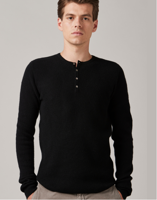 ROBINSON MAN | Jesolo Henley Sweater | Black