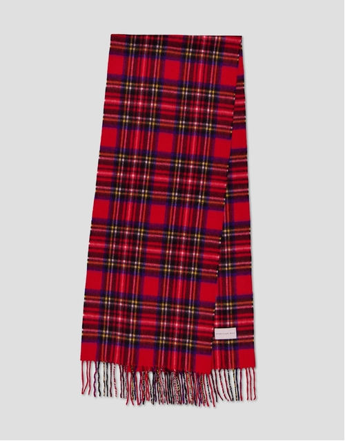 ROBINSON MAN | Fringed Cashmere Scarf | Red Tartan